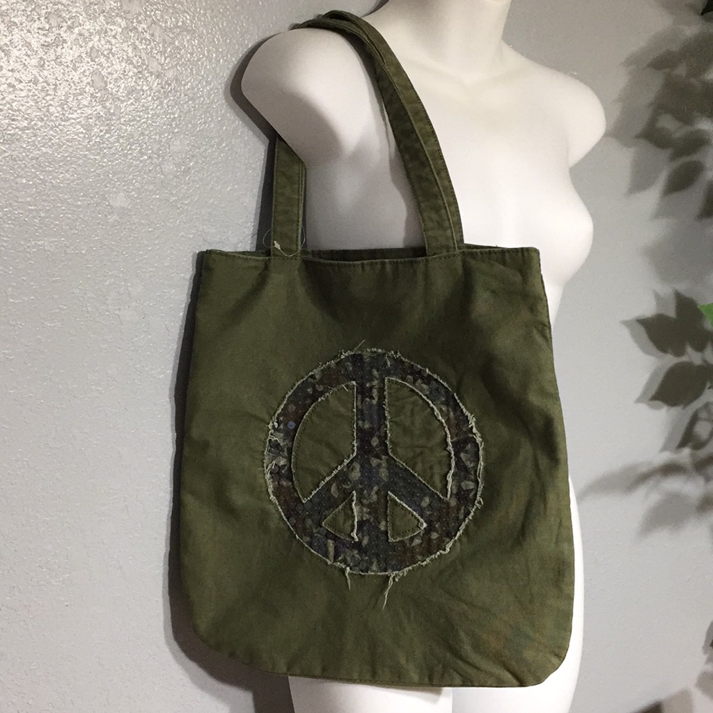 Distressed Green Tote Bag